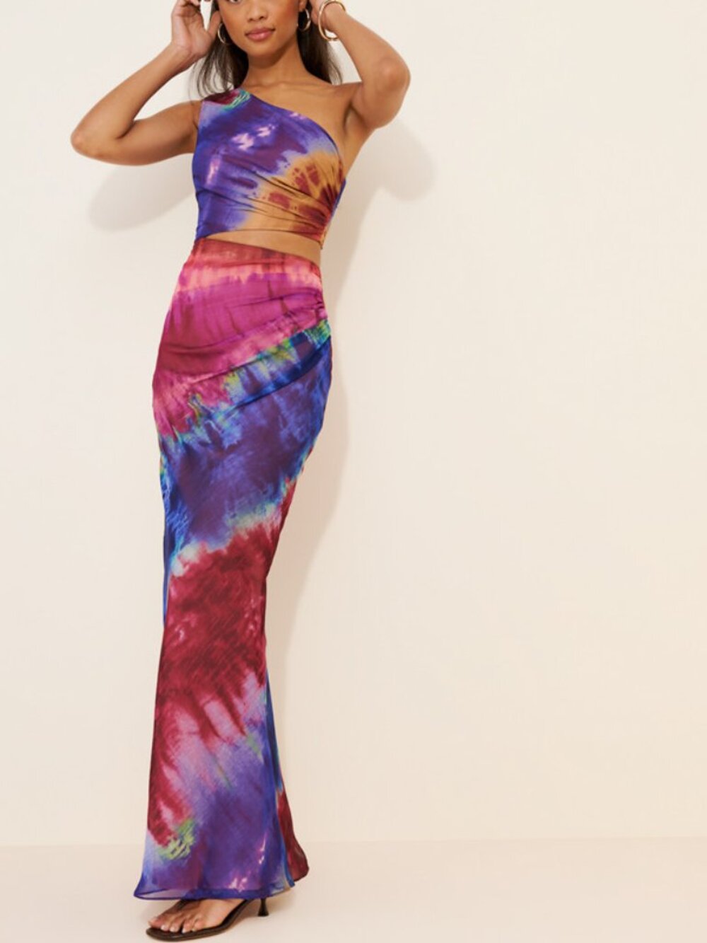 Dress the Population Multicolor Nylah One Shoulder Maxi Dress Small 38465